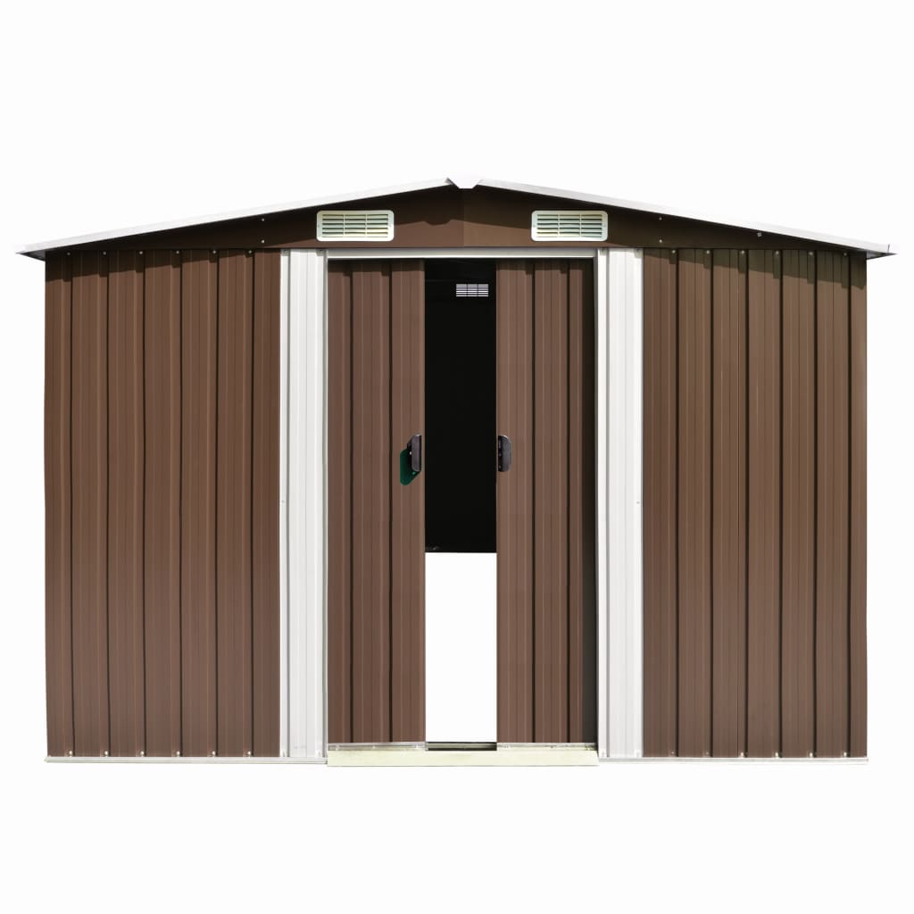 Garden Shed 257x298x178 cm Metal Brown