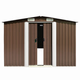 Garden Shed 257x298x178 cm Metal Brown