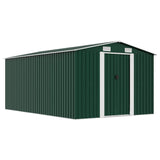 Garden Shed 257x392x181 cm Metal Green