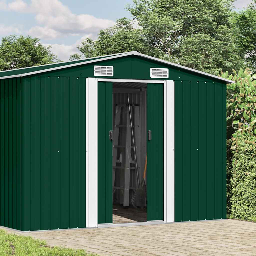 Garden Shed 257x392x181 cm Metal Green