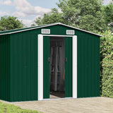 Garden Shed 257x392x181 cm Metal Green