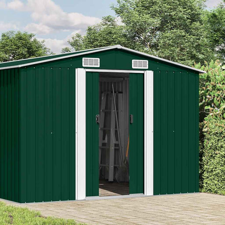 Garden Shed 257x392x181 cm Metal Green
