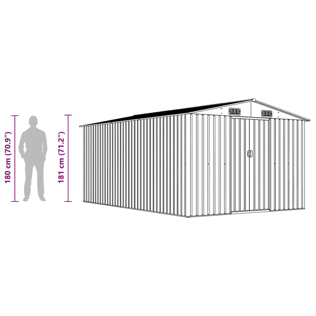 Garden Shed 257x392x181 cm Metal Green