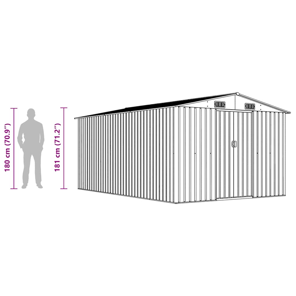Garden Shed 257x392x181 cm Metal Anthracite