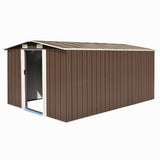 Garden Shed 257x392x181 cm Metal Brown