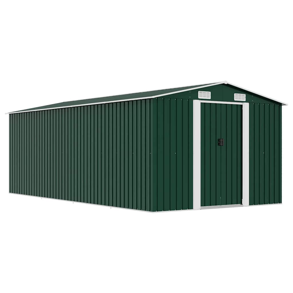 Garden Shed 257x489x181 cm Metal Green