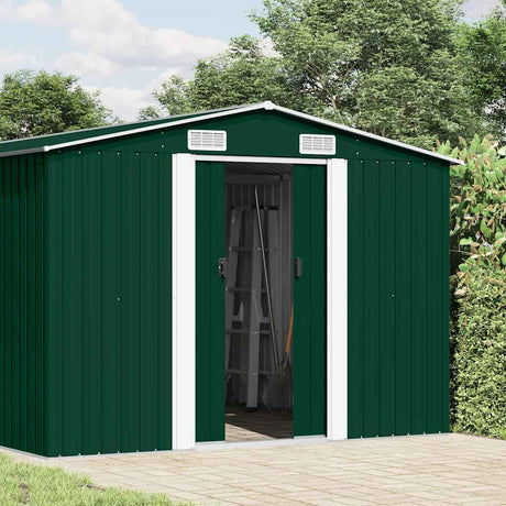 Garden Shed 257x489x181 cm Metal Green