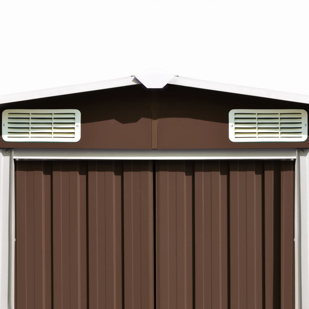 Garden Shed 257x489x181 cm Metal Brown