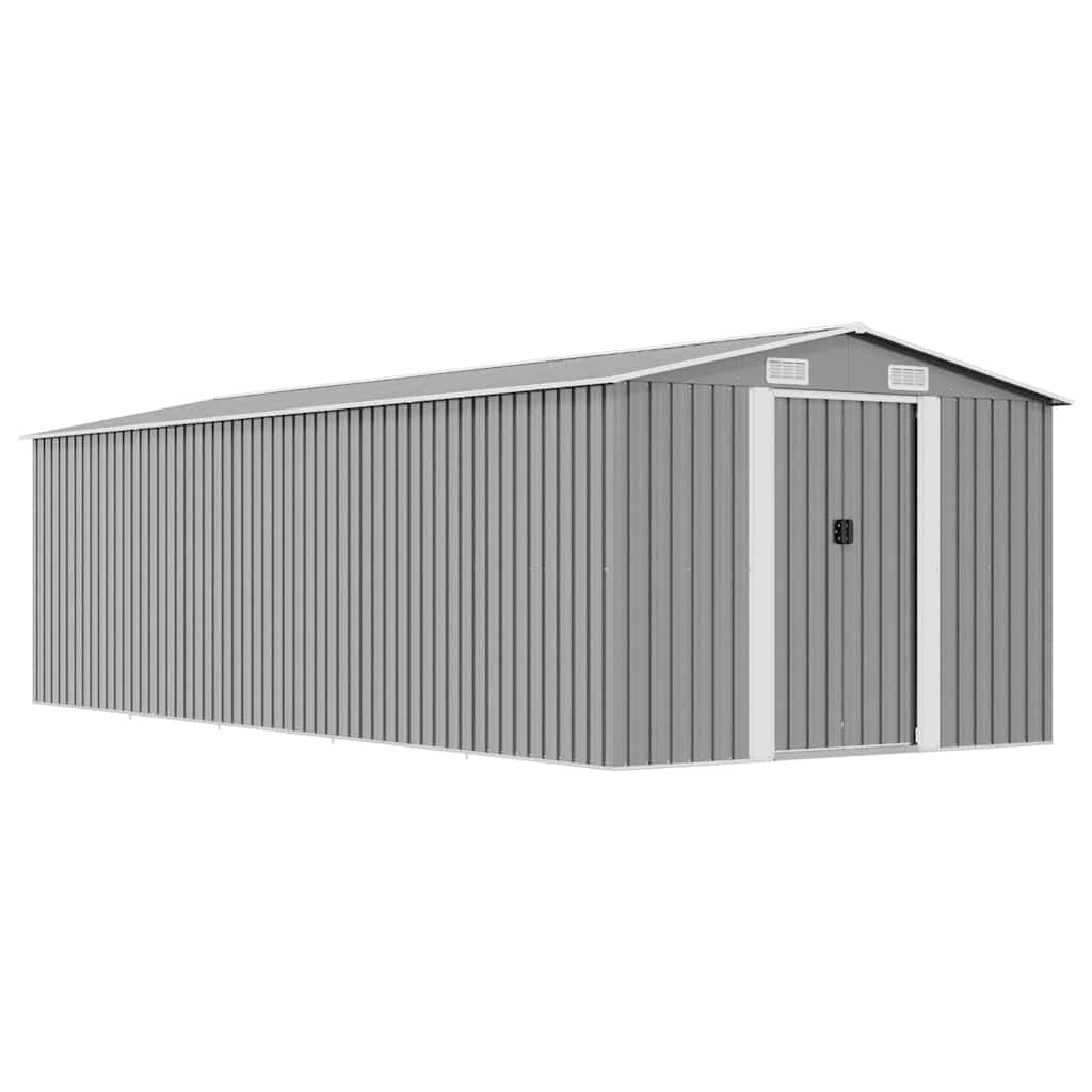 Garden Shed 257x580x181 cm Metal Grey