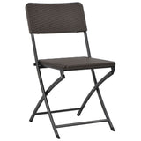 Folding Garden Chairs 4 pcs HDPE and Steel Brown