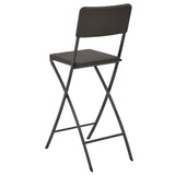 Folding Bar Chairs 2 pcs HDPE and Steel Brown Rattan Look
