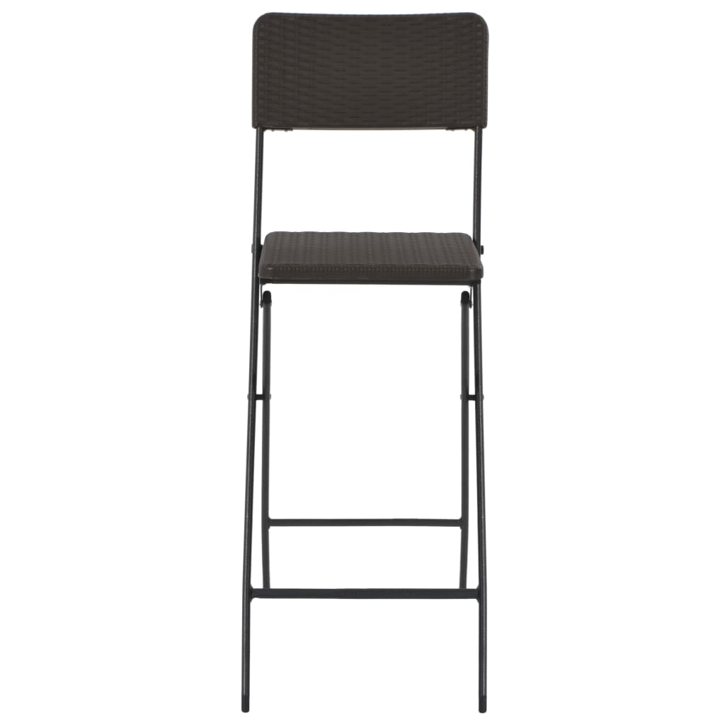 Folding Bar Chairs 2 pcs HDPE and Steel Brown Rattan Look