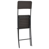 Folding Bar Chairs 2 pcs HDPE and Steel Brown Rattan Look