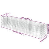 Gabion Raised Bed Galvanised Steel 270x50x50 cm