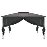 Gazebo with Curtain Aluminium 4x3x2.6 m Black