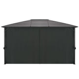 Gazebo with Curtain Aluminium 4x3x2.6 m Black