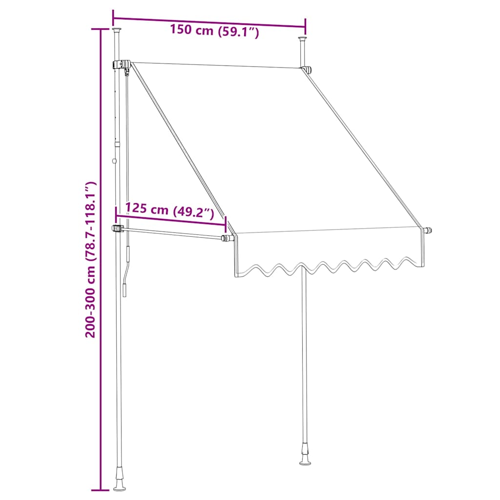 Manual Retractable Awning 150 cm Anthracite