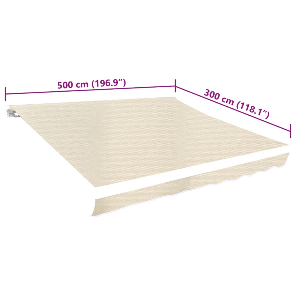 Awning Top Sunshade Canvas Cream 500x300 cm