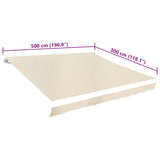 Awning Top Sunshade Canvas Cream 500x300 cm