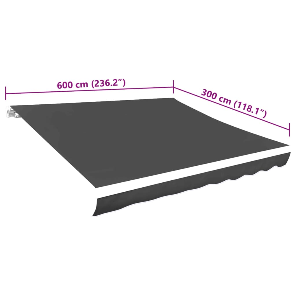 Awning Top Sunshade Canvas Anthracite 600x300 cm