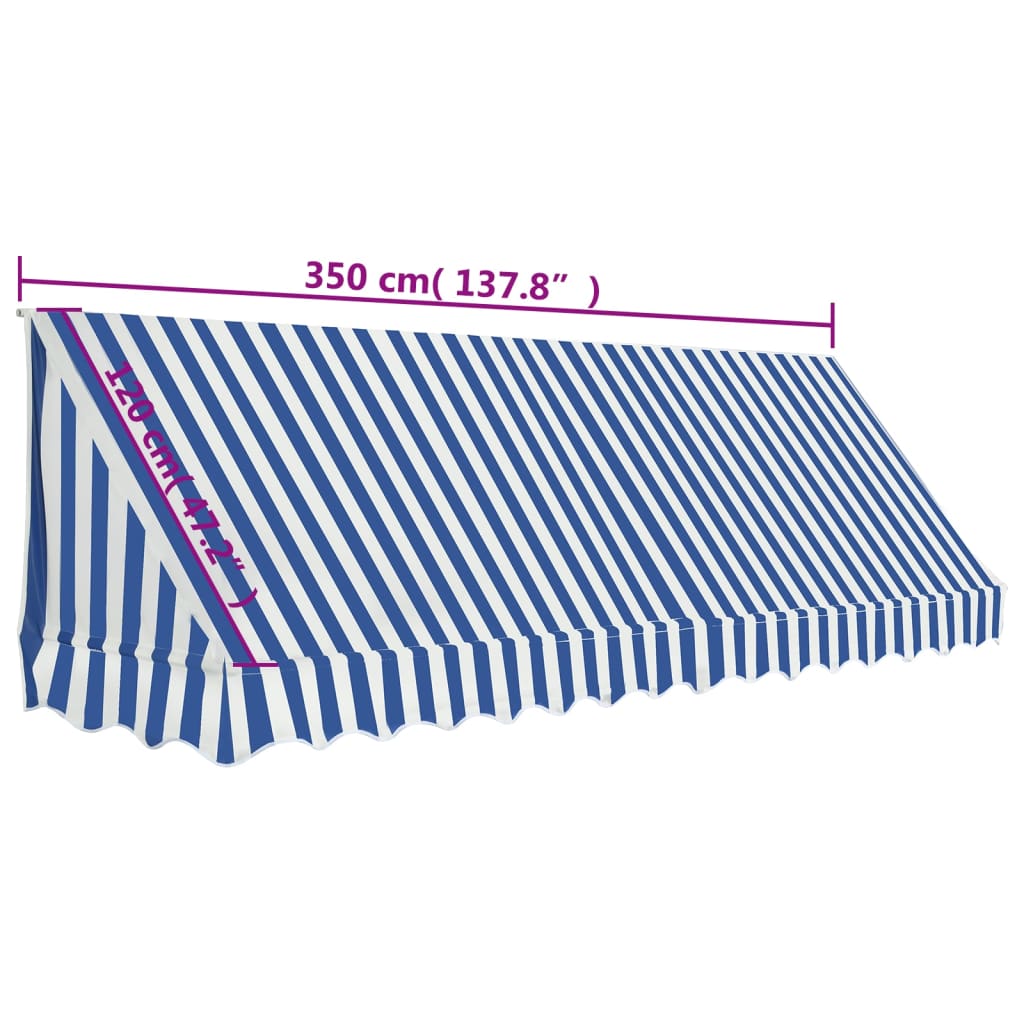 Bistro Awning 350x120 cm Blue and White