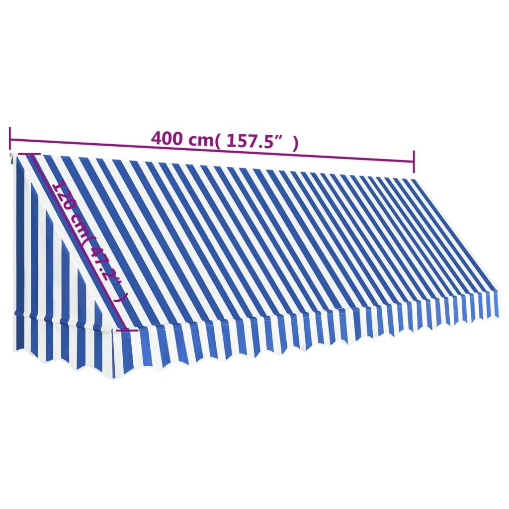 Bistro Awning 400x120 cm Blue and White