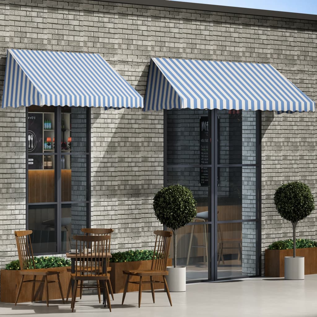 Bistro Awning 400x120 cm Blue and White