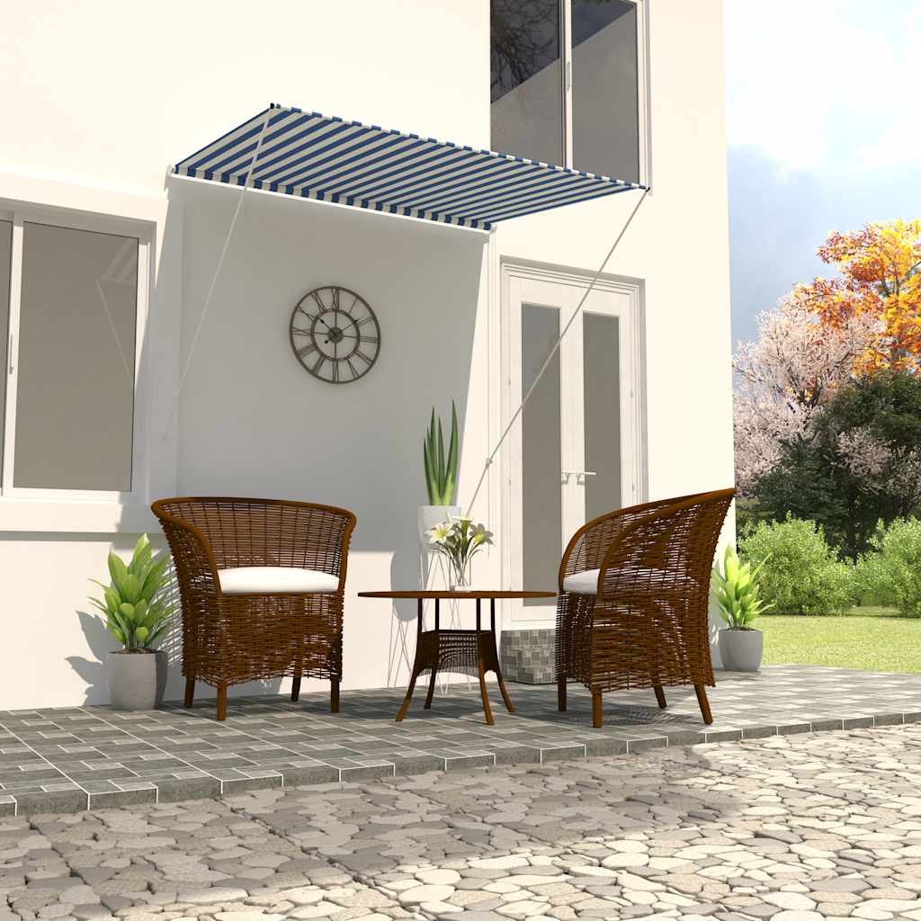 Retractable Awning 150x150 cm Blue and White
