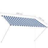 Retractable Awning 200x150 cm Blue and White