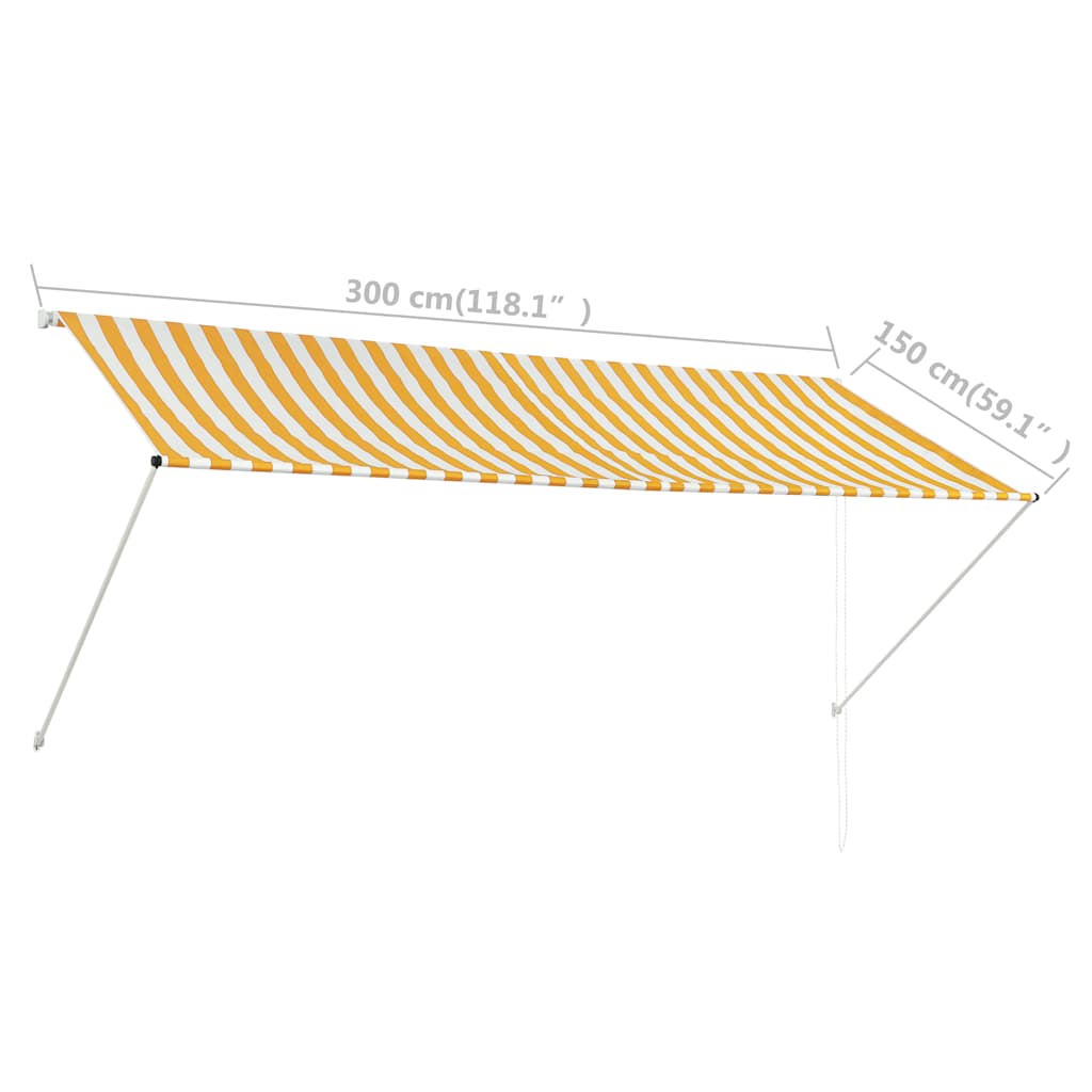 Retractable Awning 300x150 cm Yellow and White