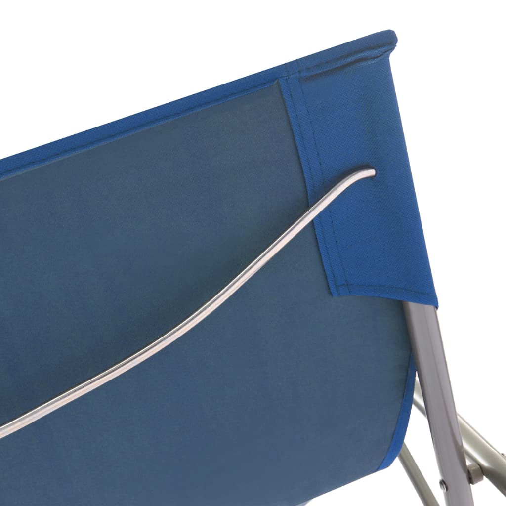 Folding Beach Chairs 2 pcs Steel and Oxford Fabric Blue