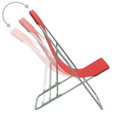 Folding Beach Chairs 2 pcs Steel and Oxford Fabric Red