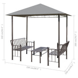 Garden Pavilion with Table and Benches 2.5x1.5x2.4 m Anthracite