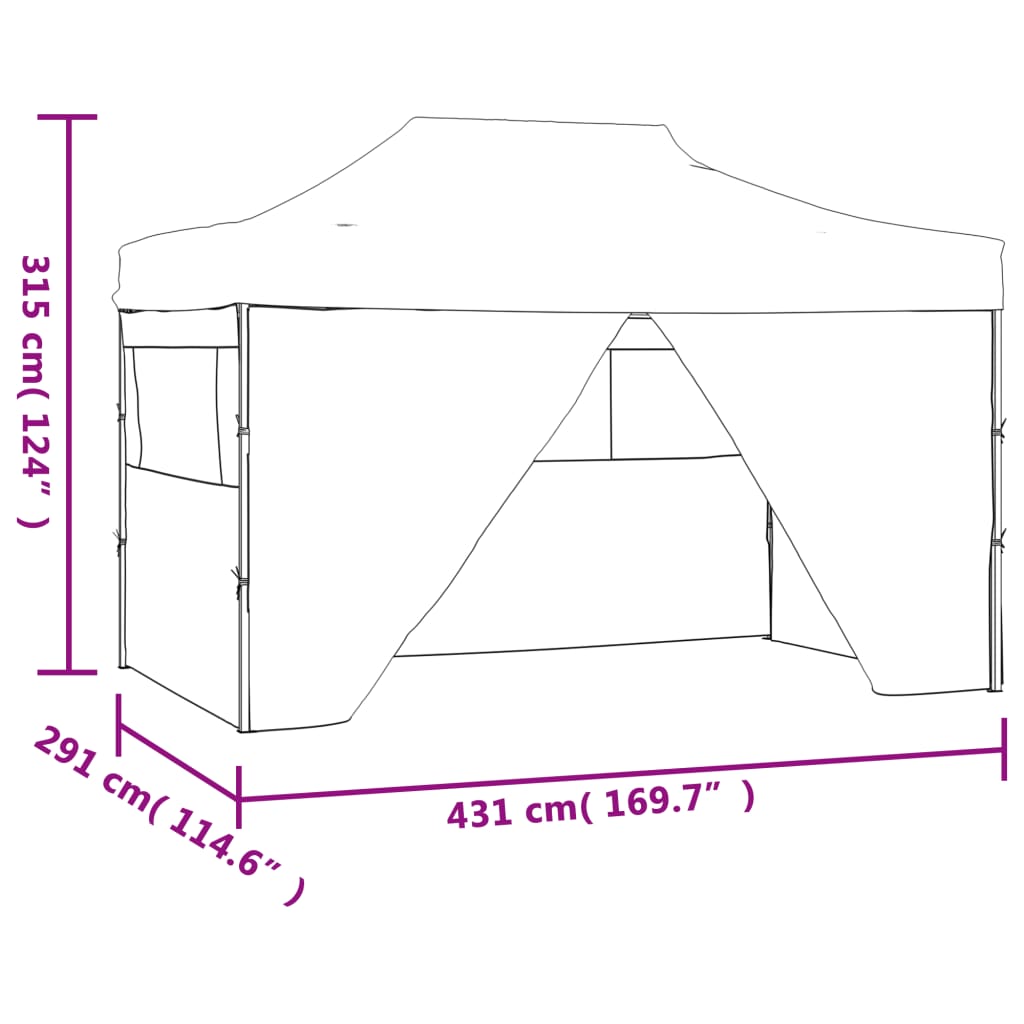 Foldable Tent Pop-Up with 4 Side Walls 3x4.5 m Anthracite