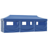 Folding Pop-up Party Tent with 8 Sidewalls 3x9 m Blue