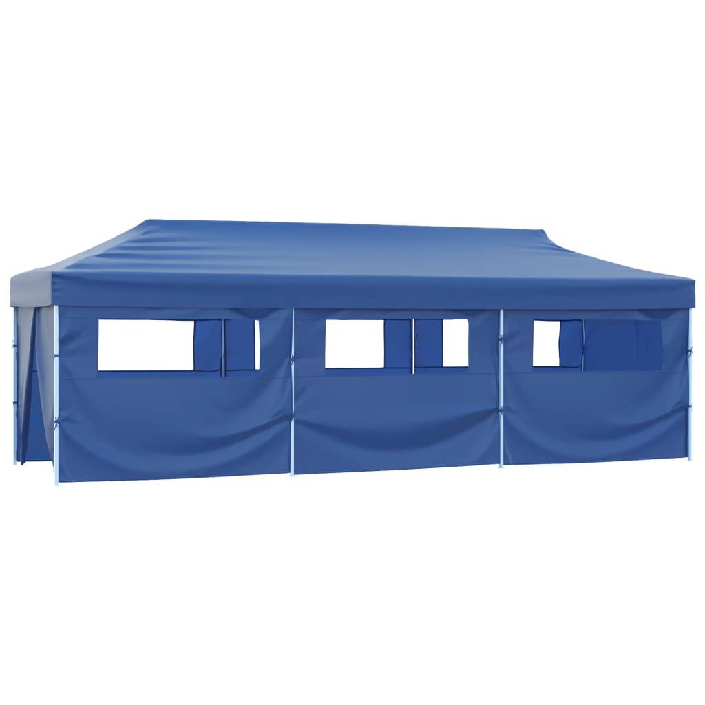 Folding Pop-up Party Tent with 8 Sidewalls 3x9 m Blue