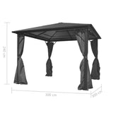 Gazebo with Curtain Anthracite Aluminium 300x300 cm