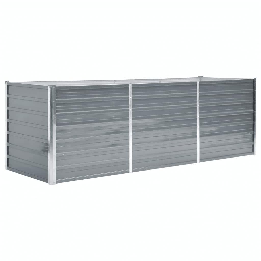 Garden Raised Bed Galvanised Steel 240x80x77 cm Grey