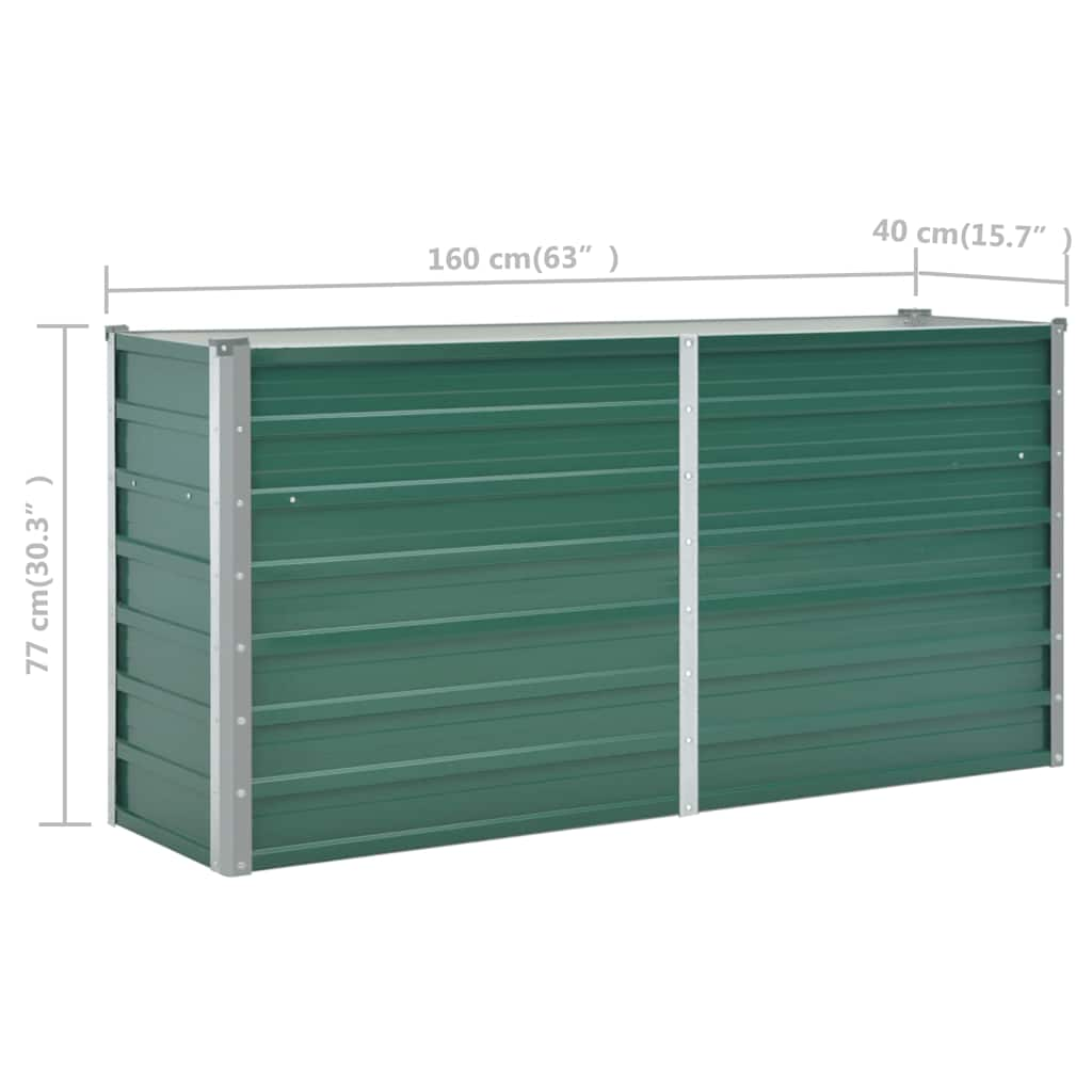 Garden Raised Bed Galvanised Steel 160x40x77 cm Green