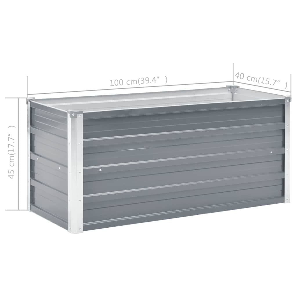 Garden Raised Bed Galvanised Steel 100x40x45 cm Grey