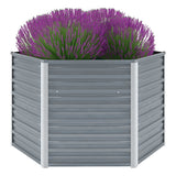 Garden Raised Bed Galvanised Steel 129x129x77 cm Grey