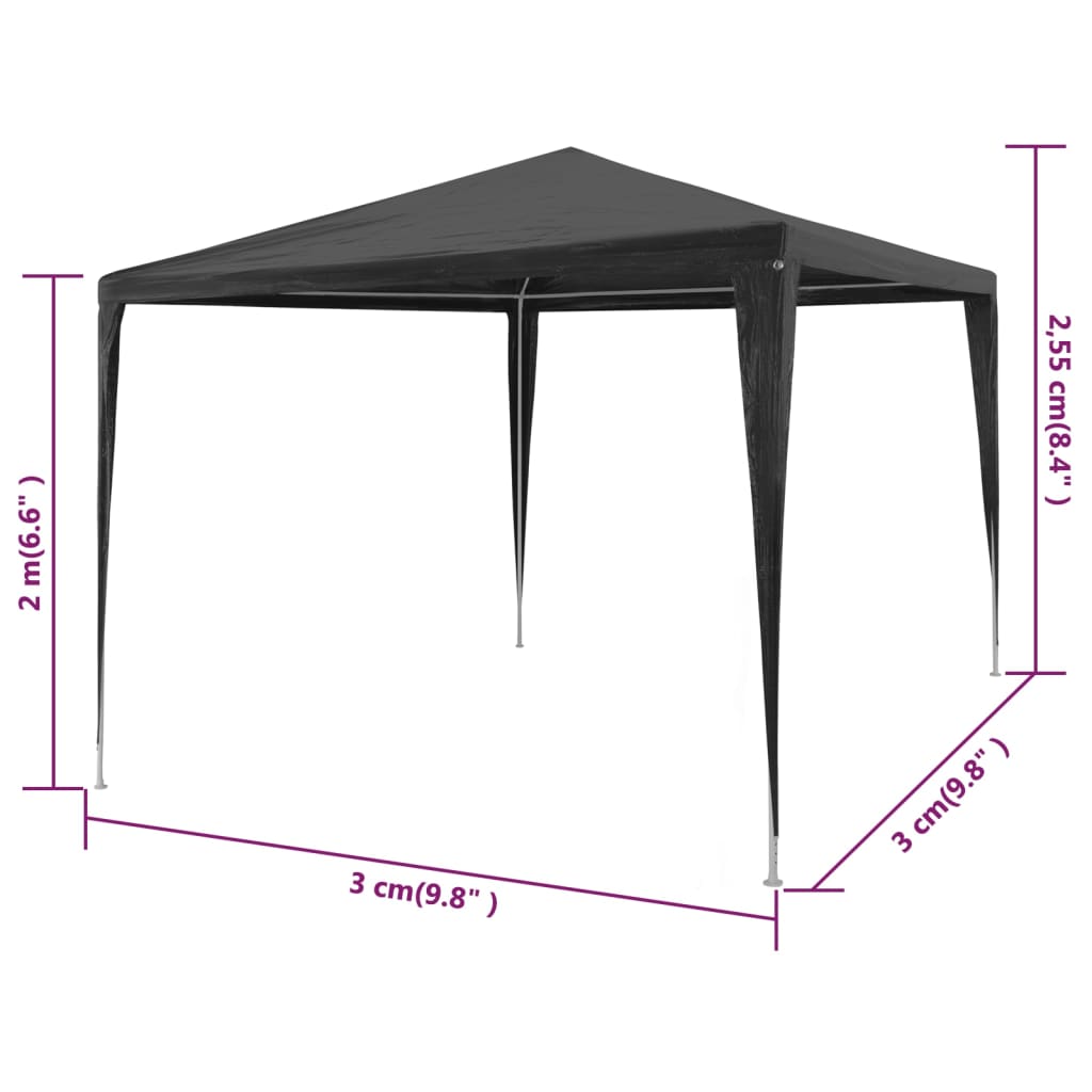 Party Tent 3x3 m PE Anthracite