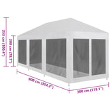 Party Tent with 8 Mesh Sidewalls 9x3 m