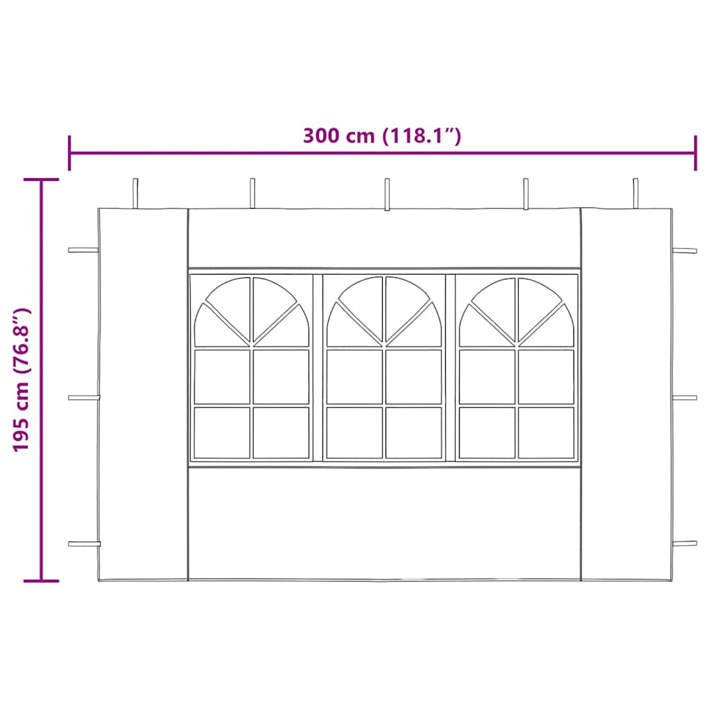 Partytent Sidewall 2 pcs with Window PE Blue