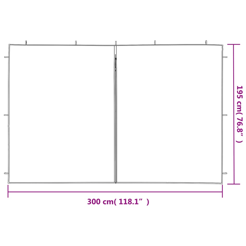 Party Tent Sidewall 2 pcs with Zipper PE Blue
