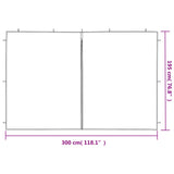 Party Tent Sidewall 2 pcs with Zipper PE Blue