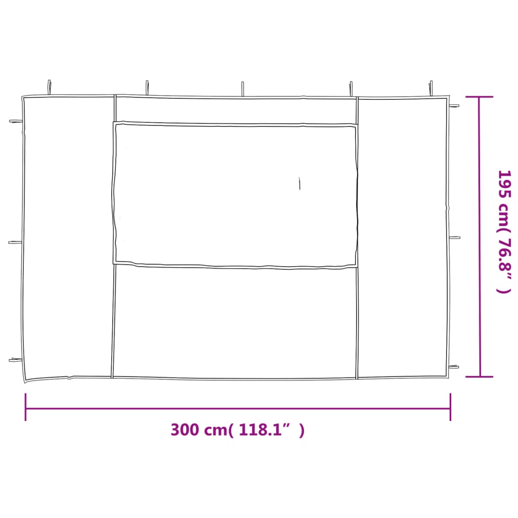 Party Tent Sidewall 2 pcs with Window PE Green