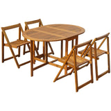 5 Piece Folding Outdoor Dining Set Solid Acacia Wood