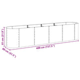 Garden Raised Bed 400x80x81 cm Galvanised Steel Silver