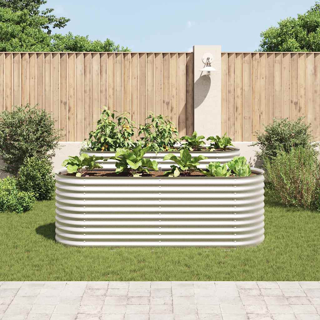 Garden Raised Bed 240x80x81 cm Galvanised Steel Silver